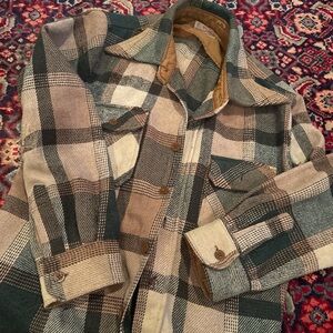 Men's Plaid Shirt Jacket in Earthy Tones